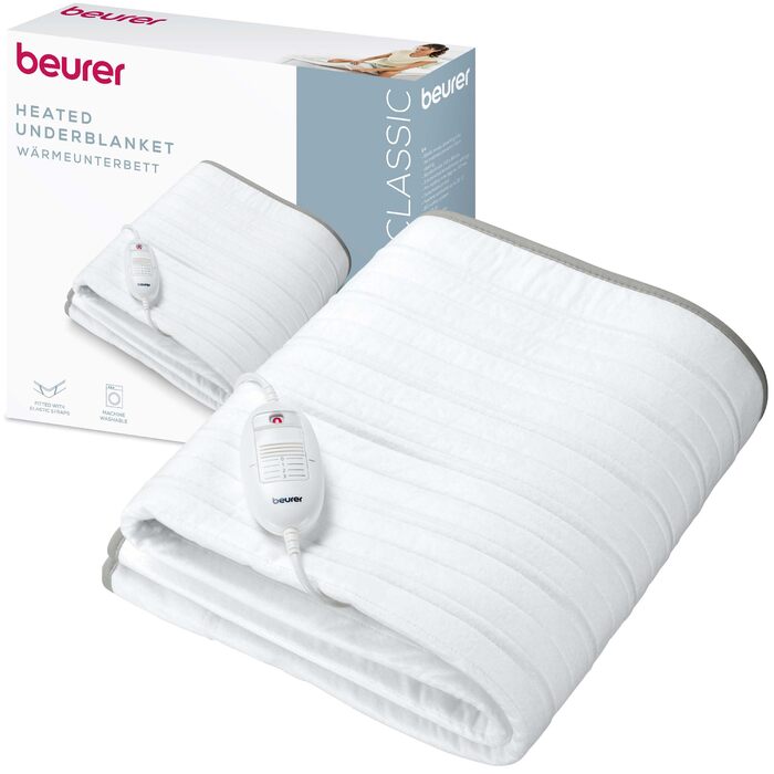 Електричний килимок Beurer TS 17 з м'якого флісу, 150x80 см, 3 температурні режими, антиковзаюча поверхня, знімний перемикач, прання до 30°C, сірий