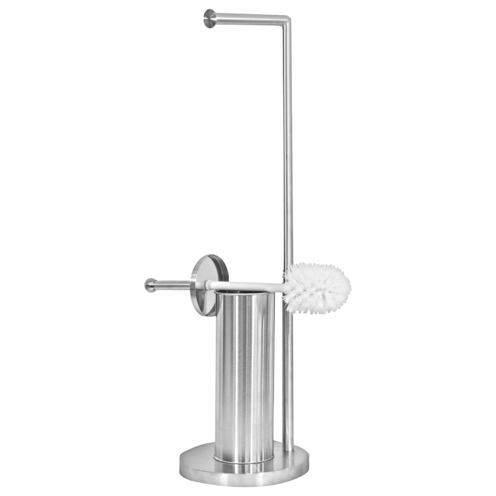 Підставка для ванної кімнати модель 104 з тримачем для паперу та йоржиком для унітаза, срібляста