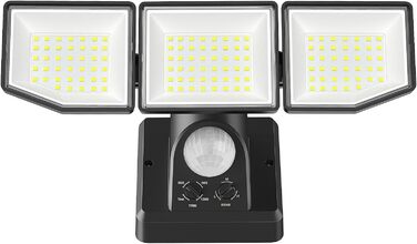LED Floodlight with Motion Sensor Outdoor, 6000LM 38W Super Bright Outdoor Floodlight with Adjustable 3 Heads, 6500K Cold White LED Spotlight, IP65 Waterproof Outdoor Light for Garage, Garden, Yard...