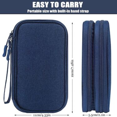 Органайзер для кабелів та аксесуарів для подорожей, універсальний, блакитний