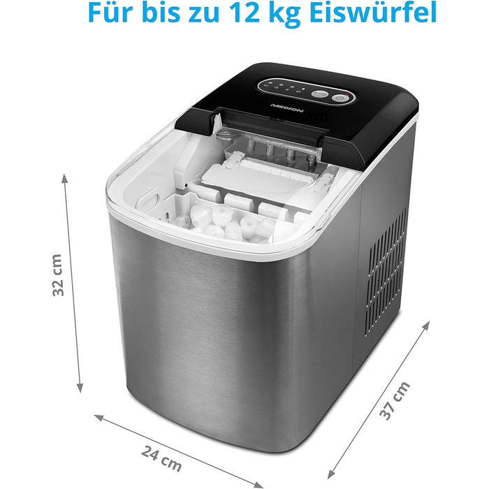 Машина для приготування льоду MEDION MD11960: кубики, подрібнений лід, 2 літри, самоочищення