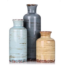Набір керамічних ваз (3 шт.) для декору інтер'єру, сучасний, рустикальний стиль, для вітальні, кухні, ванної кімнати