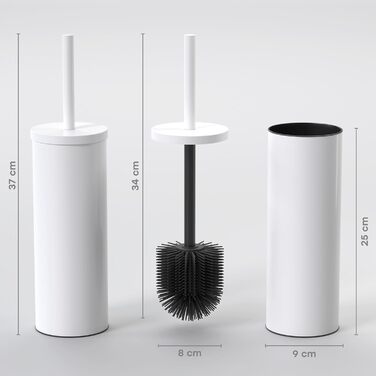 Щітка для унітазу з нержавіючої сталі та силікону з дискретним тримачем, антибактеріальна, з бризгозахистом
