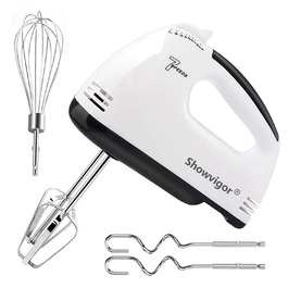 Ручний міксер з 7 швидкостями та набором з 5 насадок з нержавіючої сталі - для випічки, приготування тіста, кексів та тортів