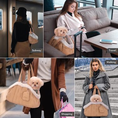 Сумочка для собак, переноска для цуценят, переноска для маленьких собак, сумочка для годування, 40x20x24 см, хакі, каррі