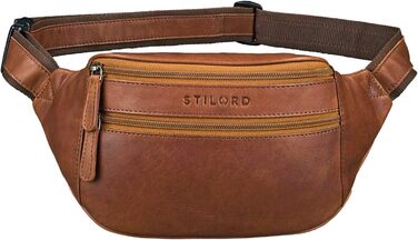 STILORD 'Marian' поясна сумка з натуральної шкіри вінтаж для чоловіків/жінок. Поясна/Животна сумка для телефону, косметики, камери, подорожей, вечірок, концертів, фестивалів. Шкіра Cognac, блискуча (Когняк - Коричневий)