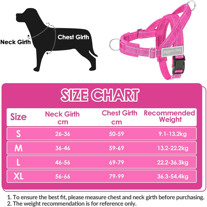 Нашийник для собак середніх та великих порід, 1,55-1,7 м, м'який з відбиваючим ефектом, регульований, антирізний, для прогулянок (M, Рожево-червоний)