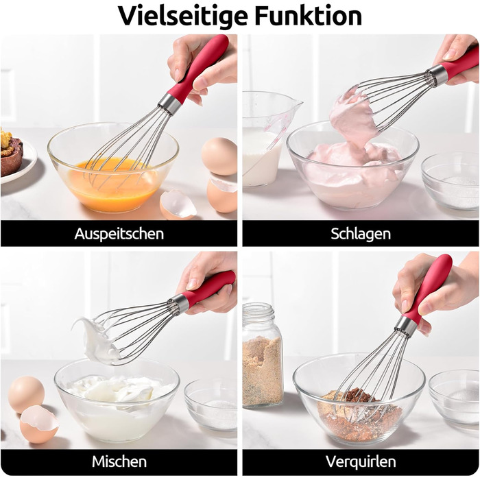 Міксер кухонний U-Taste, 30 см, нержавіюча сталь 18/10, 12 гнучких дротів, силіконовий руків'я