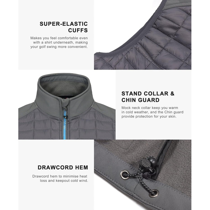 Little Donkey Andy Легка пухова жилетка для чоловіків, тепла безрукавка, outdoor куртка для піших прогулянок, подорожей, бігу, XXL, темно-сірий