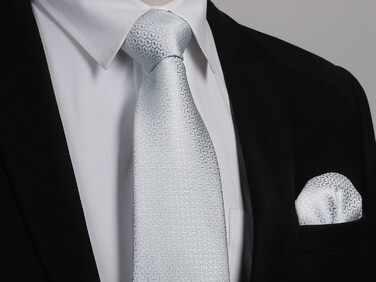 Краватка чоловіча Enlision, краватка та нагрудна хустинка, комплект з краваткою та запонок, шовкова, Paisley, сіра/срібна