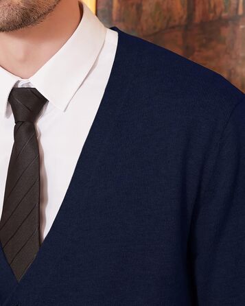 Чоловічий кардиган Kaspin з вовняної суміші, V-подібний виріз, ґудзики та кишені (темно-синій, S)