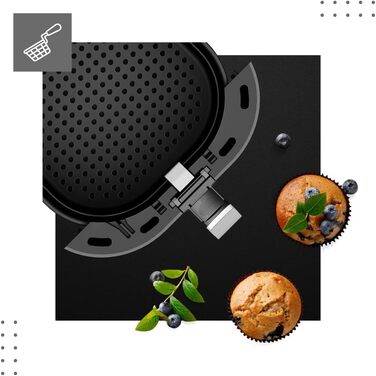 Фритюрниця VERTENZ Taste 70, 7,7 л, аерофритюрниця XXL, 1800 Вт, LED-екран, 8 програм, антипригарний кошик, без олії, чорна