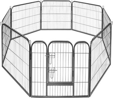 Металевий вольєр для цуценят Estexo, огорожа для цуценят, клітка для цуценят, загін для собак, вольєр для собак (8 панелей, 80x100 см)