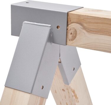 TRIBECCO® Square Swing Connector 90/90mm 90° (90° Grey) made of powder-coated steel sheet for garden swings, stable triangular A-shape with mounting holes Ø 10 mm