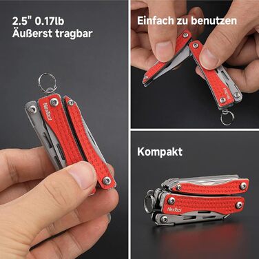 NexTool Mini Flagship Multitool, Mini Multitool 10 IN 1 Multitool with Mini Pocket Knife, Bottle Opener, Scissors, Pliers, Screwdriver, Multifunction Tool for Camping Accessories - Red