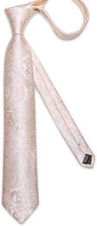 Шовкова краватка DiBanGu Paisley Floral, комплект з нагрудною хустинкою, запонками та затискачем для краватки, ніжно-рожевий - для весілля та бізнесу