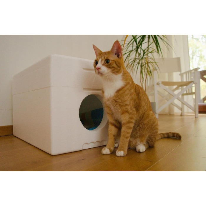 Вологостійкий котячий будиночок QLS зі стиропора, 58x38 см – ізольоване захисне житло для котів на вулицю