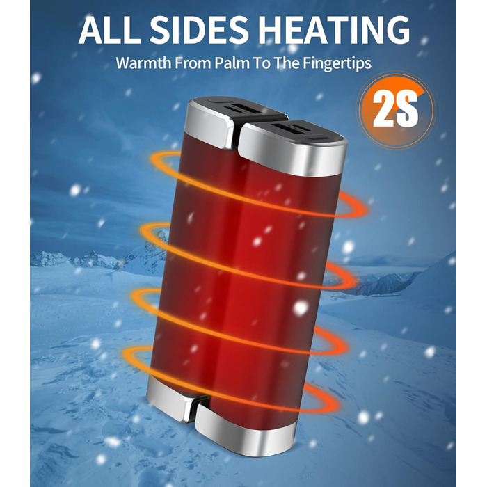 Електричні грілки для рук 5000mAh, 2 шт. - багаторазові, для дітей, на відкритий простір, зимовий подарунок (чорний)