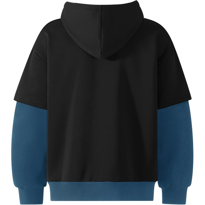 Чоловіча толстовка з капюшоном RUIZEHONG з блискавкою, спортивна куртка, кольорові блоки, повсякденний стиль, з кишенями, біло-чорна (чорно-синя, S)