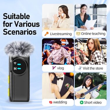 USB-C Беспроводной петличный микрофон 2-в-1 для iPhone, с шумоподавлением KI, мини-микрофон для видеоблогинга, видео, подкастов, интервью, TikTok, YouTube - Черный (2 TX + 1 RX) A5-Basic Black (2 в 1)