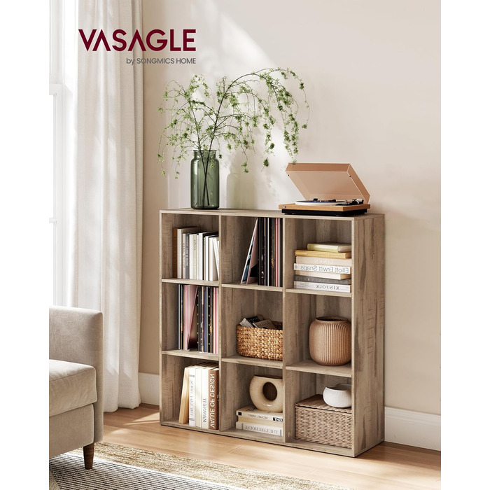 VASAGLE книжкова шафа з 8 полицями, стелаж для книг, офісний кубічний стелаж, для вітальні, спальні, офісу, дитячої, колір камель, розміри 30x97,7x97,5 см