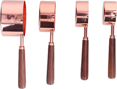 Measuring Spoon Set, 4 Measuring Cups in Rose Gold with Scale, Stainless Steel Measuring Spoons for Kitchen Utensils (Size: L)