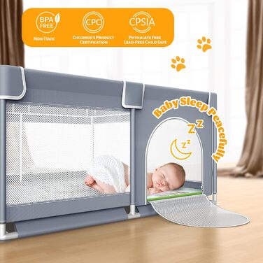 Дитячий манеж VANCLE 127x127 см з нековзкою основою, захисна огорожа для дітей, ігровий центр, стабільна конструкція