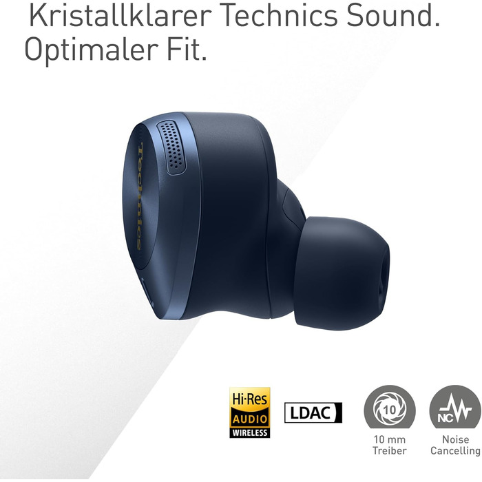 Навушники бездротові Technics EAH-AZ80E-K темно-сині з шумозаглушенням, з мікрофоном, до 7 год роботи