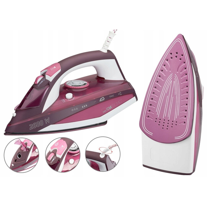 Парова праска Clatronic DB 3705, 2600 Вт, фіолетова