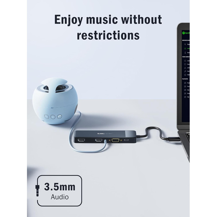 Док-станція Lemorele USB C з хабом 11 в 1: 2*HDMI (4K), 3*USB 3.0/2.0, VGA, PD 100W, SD/TF, для Windows, MacBook, Dell, HP, Lenovo, Surface