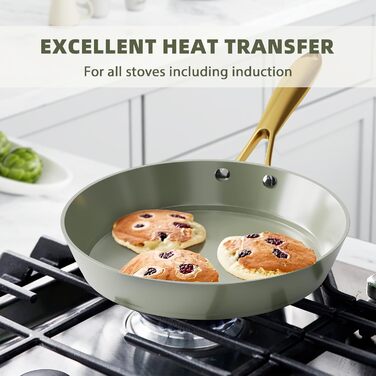 RIOVARM Induction Cookware Set, Non-Stick Coating Granite Cookware Set with Lids, PFOA-Free Cookware Set with Wood Grain Handle, Frying Pan, Casserole, Baking Dish