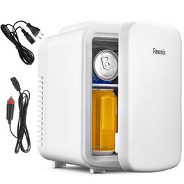 Міні-холодильник Reemix, 4 літри/6 банок, портативний охолоджувач та нагрівач, персональний холодильник для догляду за шкірою, косметики, напоїв, продуктів, ідеальний для спальні, офісу, авто (Білий)