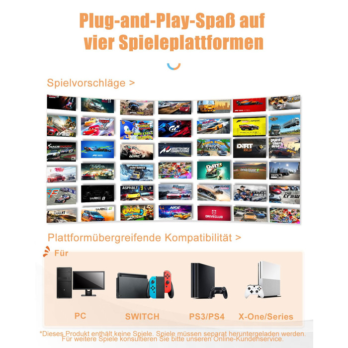 PXN V3 Pro - Геймерське кермо з педалями для ПК, PS4, PS3, Xbox, Nintendo Switch (180°, вібрація, перемикач)