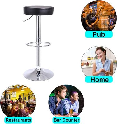 KKTONER Adjustable Height Swivel Bar Stool - PU Leather Office/Spa Work Chair - Black