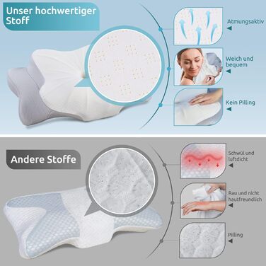 DONAMA Memory Foam Pillow Head Pillow Neck Pillow Ergonomic Side Sleeper Pillow for Side, Back & Stomach Sleepers