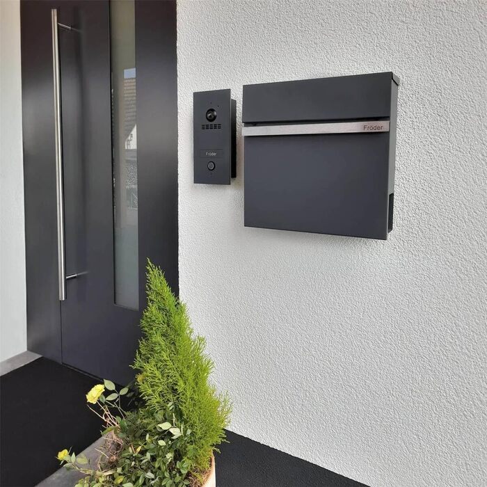 Поштовий ящик Metzler Stelio Anthrazit з газетницею та гравіюванням імені з нержавіючої сталі V2A - RAL 7016