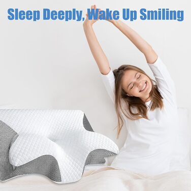 Ортопедична подушка для шиї SaiXuan з Memory Foam. Ергономічна 3D подушка для спини та тих, хто спить на боці. Регульована висота 60×35×7.5/11.5 см. Дихаючий, пральний чохол.