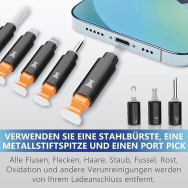 Набір для чищення iPhone та смартфонів: лінійний роз'єм, навушники, динаміки. Інструменти для ремонту iPad Pro, Lightning-кабель чорного кольору