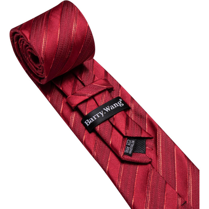 Комплект краваток Barry.Wang: краватка, кишеньковий хустинка та запонки (бордовий) для ділових зустрічей та святкування весілля