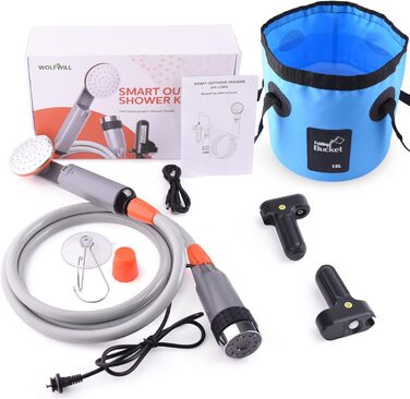 Portable Outdoor Camping Shower with Battery-Powered Pump for Garden, Beach