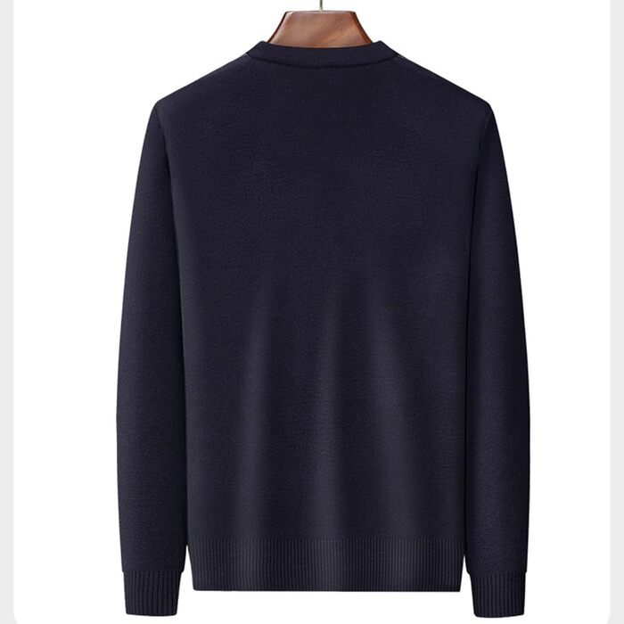 Кардиган чоловічий в аррані, з ґудзиками, в'язаний, з кишенями, темно-синій (M)