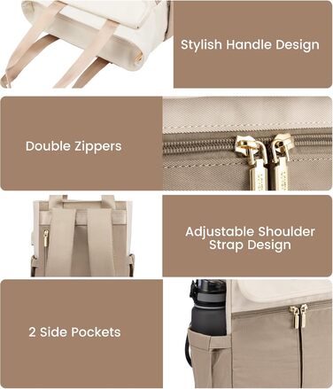 LOVEVOOK Рюкзак для жінок, великий, 15.6 дюймів, рюкзак для ноутбука, шкільний рюкзак для підлітків, водонепроникний, сумка для роботи, сумка-тоут 2 в 1, сумка для вчителя, рюкзак для подорожей, університету, бізнесу, бежевий хакі