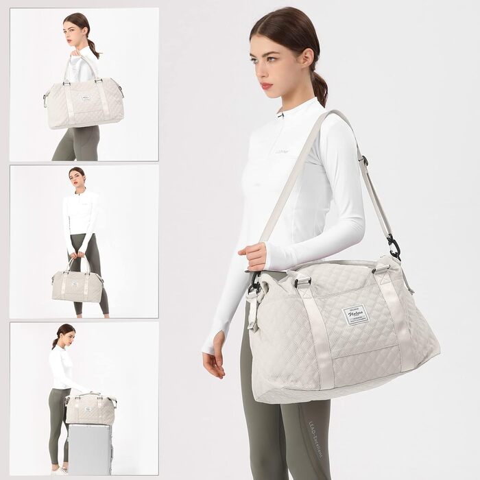 Спортивна сумка для жінок, дорожня сумка-дуffel, фітнес-сумка, водовідштовхувальна, з кульбакою, beige C5-beige