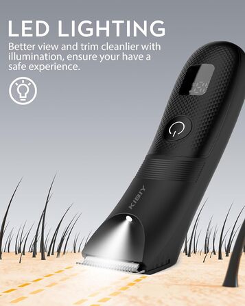 Електричний чоловічий триммер для тіла Kibiy з LED-дисплеєм, IPX7, олія для лез