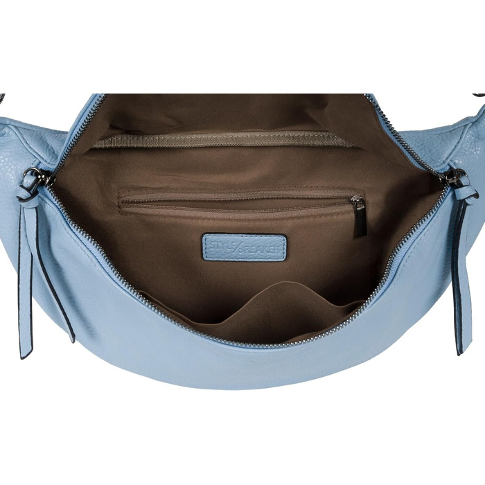 Сумка жіноча styleBREAKER напівмісяць велика, кросбоді, блакитна. Регульований ремінець, 37x17 см