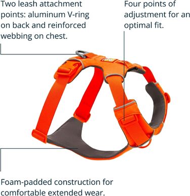 Нашийник для собак Ruffwear Front Range, міцний матеріал TubeOK, алюмінієва застібка, регульований, для активного відпочинку, розмір 51-66 см (Blaze Orange, M)