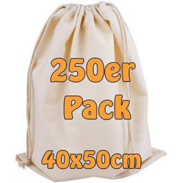 Large Cotton Bag - 40x50 cm | Sustainable Drawstring Bag for Storage, Design & as a Gym Bag | Zero Waste Solution (250 pieces)
