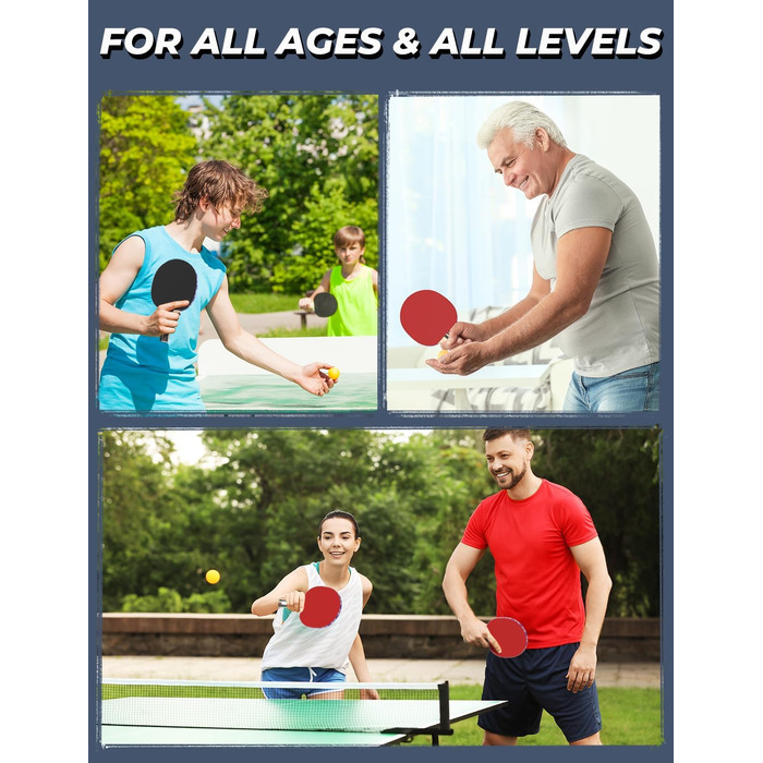 Набір для пінг-понгу Glymnis: портативний, з мережею, ракетками та м'ячами (3 зірки)