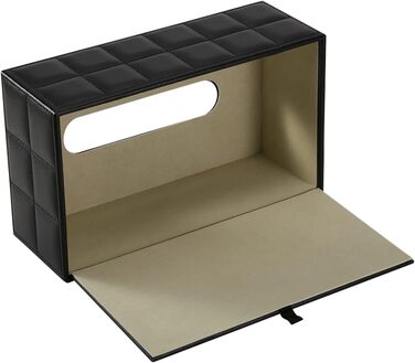 KINGFOM™ Rectangular Leather Cosmetic Tissue Box for Home/Office/Car (Black)