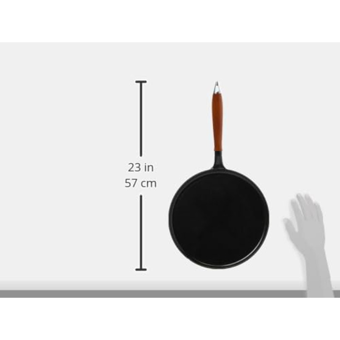 STAUB Crepe Pan made of cast iron, with wooden handle, round 28 cm, with matte black enamel coating inside the pan, suitable for all stovetops including induction, black